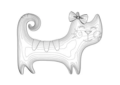 Vector Illustration of happy cat. Cute funny tabby kitten with small paws and Stock Illustration