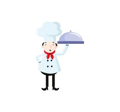 Vector Illustration Happy cheaf with plate. Stock Illustration