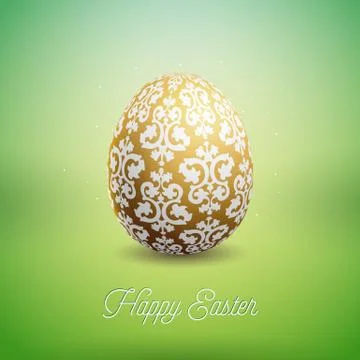 Vector Illustration of Happy Easter Holiday with Painted Egg and Flower on Clean Stock Illustration