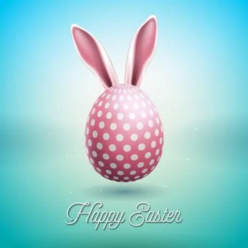 Vector Illustration of Happy Easter Holiday with Rabbit Ears and Painted Egg on Stock Illustration