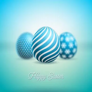 Vector Illustration of Happy Easter Holiday with Painted Egg and Flower on Clean Stock Illustration