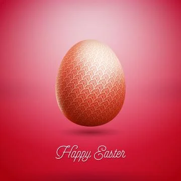 Vector Illustration of Happy Easter Holiday with Red Painted Egg on Clean Illustrazione stock