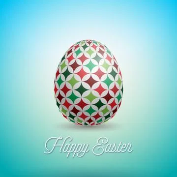 Vector Illustration of Happy Easter Holiday with Painted Egg and Flower on Clean Stock Illustration