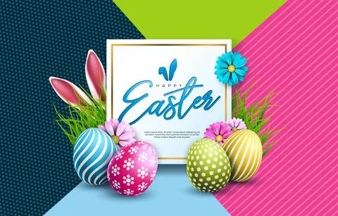 Vector Illustration of Happy Easter Holiday with Colorful Painted Egg on Stock Illustration