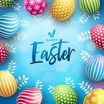 Vector Illustration of Happy Easter Holiday with Colorful Painted Egg and イラスト素材