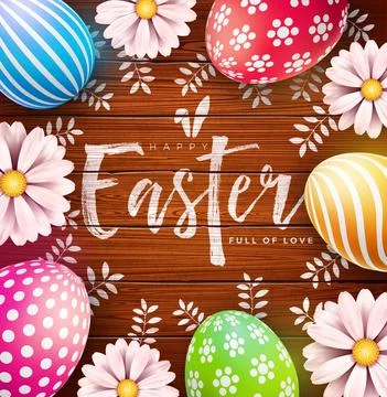 Vector Illustration of Happy Easter Holiday with Colorful Painted Egg and Spring Stock Illustration