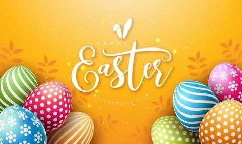 Vector Illustration of Happy Easter Holiday with Colorful Painted Egg and Illustrazione stock