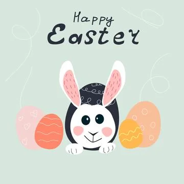 Vector Illustration of Happy Easter with Rabbit Stock Illustration