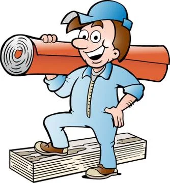 Vector illustration of a Happy Floor and Carpet Man Stock Illustration