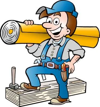 Vector illustration of a Happy Floor and Carpet Man Stock Illustration