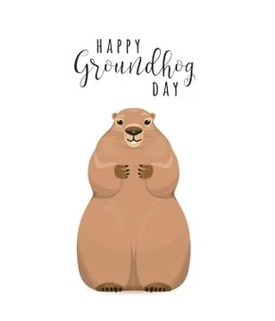 Vector illustration of happy groundhog day design with cute rodent Stock Illustration