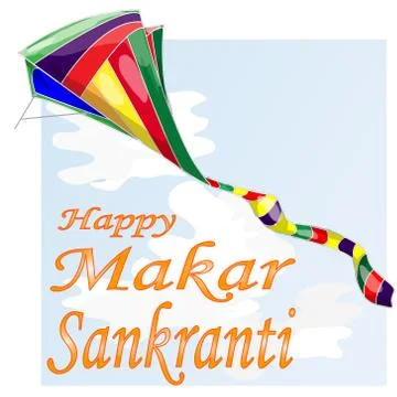 Vector illustration of Happy Makar Sankrant festival of India . Stock Illustration