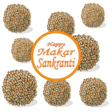 Vector illustration of Happy Makar Sankrant festival of India . Stock Illustration