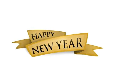 Vector illustration of happy new year ribbon golden banner isolated Stock Illustration