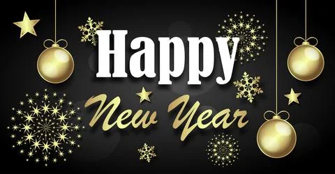 Vector illustration of happy new year gold and black collors place for text c Stock Illustration