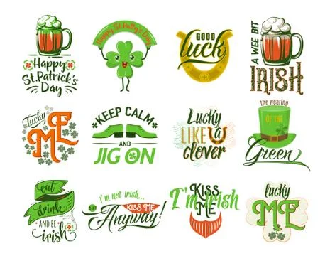 Vector illustration of happy Patrick day logo set Stock Illustration