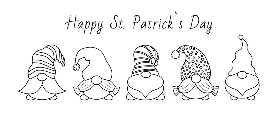 Vector illustration of Happy Saint Patrick s Day type with set of leprechaun Stock Illustration