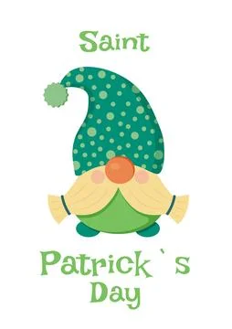 Vector illustration of Happy Saint Patrick s Day card with leprechaun Stock Illustration