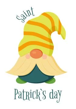 Vector illustration of Happy Saint Patrick s Day card with leprechaun Stock Illustration