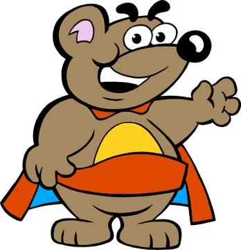 Vector illustration of an Happy Strong Super Hero Bear Stock Illustration