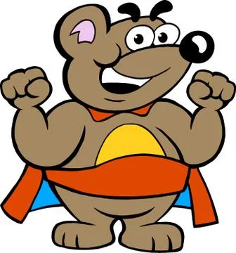Vector illustration of an Happy Strong Super Hero Bear Stock Illustration