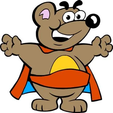 Vector illustration of an Happy Strong Super Hero Bear Stock Illustration