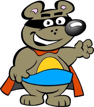 Vector illustration of an Happy Strong Super Hero Bear Stock Illustration