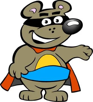Vector illustration of an Happy Strong Super Hero Bear Stock Illustration
