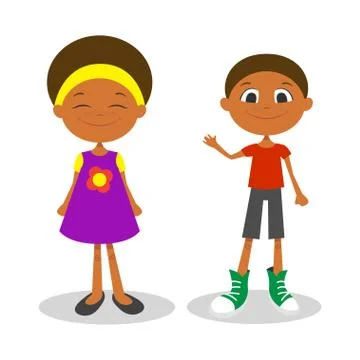 Vector illustration of happy young afro american boy and girl with freckles Stock Illustration