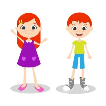 Vector illustration of happy young boy and girl with freckles Stock Illustration