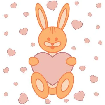 Vector illustration of a hare with hearts Stock Illustration