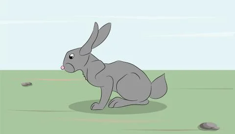 Vector illustration of a hare in nature Stock Illustration