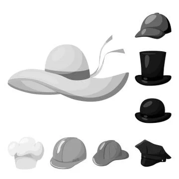Vector illustration of hat and helmet logo. Collection of hat and profession Illustrazione stock