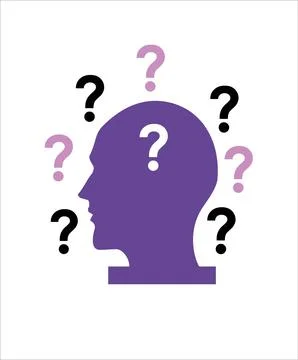 Vector illustration of a head and question marks Stock Illustration