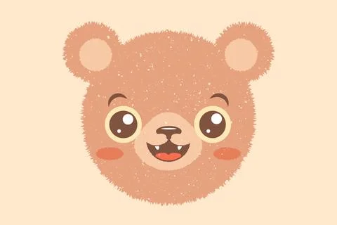 Vector illustration of head of a bear for children. Vector icon of kawaii b.. 库存插图