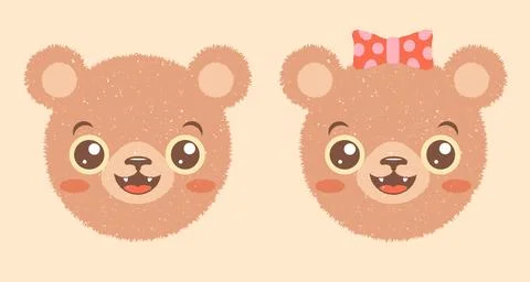 Vector illustration of head of a bear for children. Vector icon of kawaii b.. Illustrazione stock
