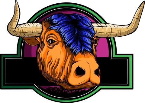 Vector illustration of head bull colored design Illustrazione stock