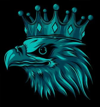 Vector illustration of head eagle with crown Stock Illustration