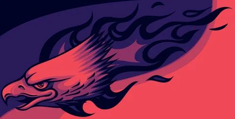 Vector illustration of head Eagle with flames Illustrazione stock
