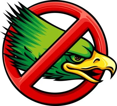 Vector illustration of head eagle with forbidden sign 库存插图