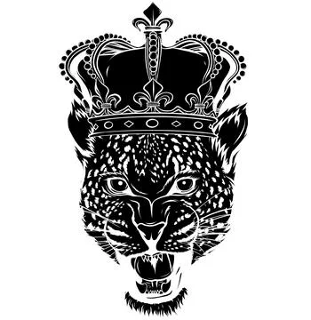 Vector illustration of head leopard with crown Stock Illustration
