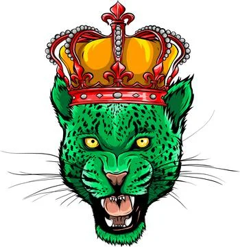 Vector illustration of head leopard with crown Stock Illustration