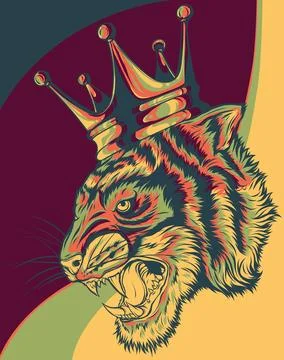 Vector illustration of Head of a lion with a crown Illustrazione stock