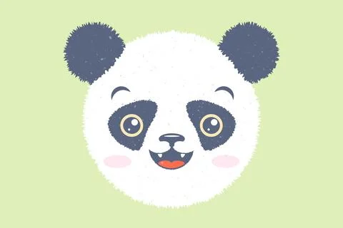 Vector illustration of head of a panda bear for children. Vector icon of ka.. Stock Illustration