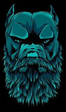 Vector illustration of head pitbull with beard Stock-Illustration