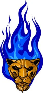 Vector illustration of head tiger with flames Illustrazione stock