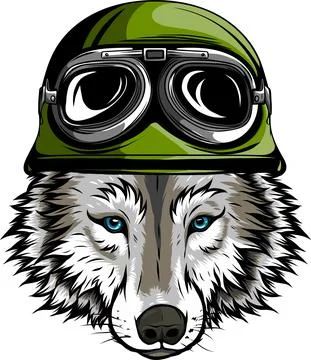 Vector illustration of head wolf with helmet Illustrazione stock