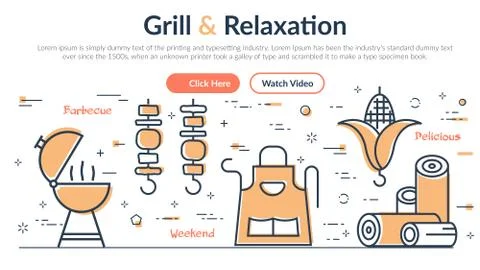 Vector illustration of header Grill and Relaxation イラスト素材