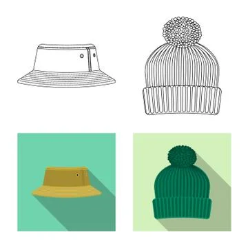 Vector illustration of headgear and cap icon. Set of headgear and accessory Stock Illustration