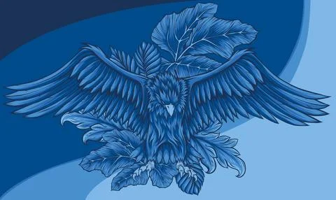 Vector illustration of heagle with leaves on white background Stock Illustration